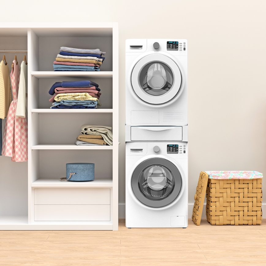 Meliconi 656112 - Entretoise pour lave-linge et sèche-linge avec tiroir de rangement coulissant 28 l blanche