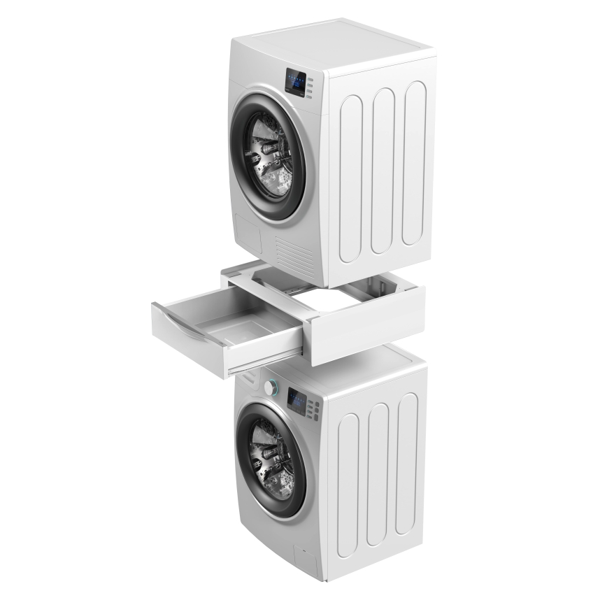 Meliconi 656112 - Entretoise pour lave-linge et sèche-linge avec tiroir de rangement coulissant 28 l blanche