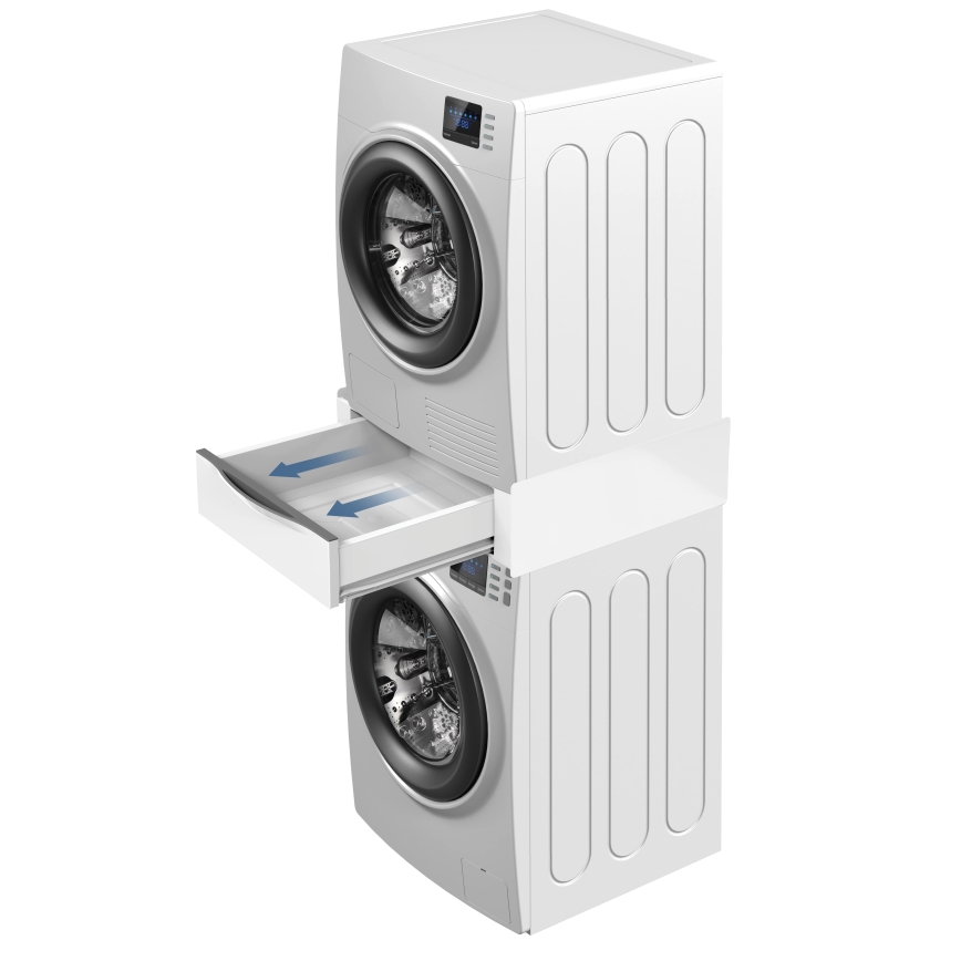 Meliconi 656112 - Zwischenbausatz für Waschmaschine und Trockner mit ausziehbarem Aufbewahrungsfach, 28 l, weiß
