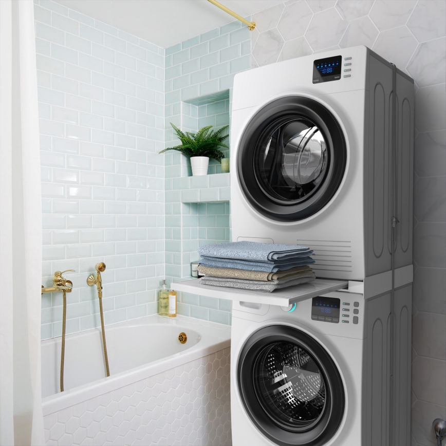 Meliconi 656113 - Socle pour lave-linge et sèche-linge avec tiroir coulissant, 70 cm, blanc
