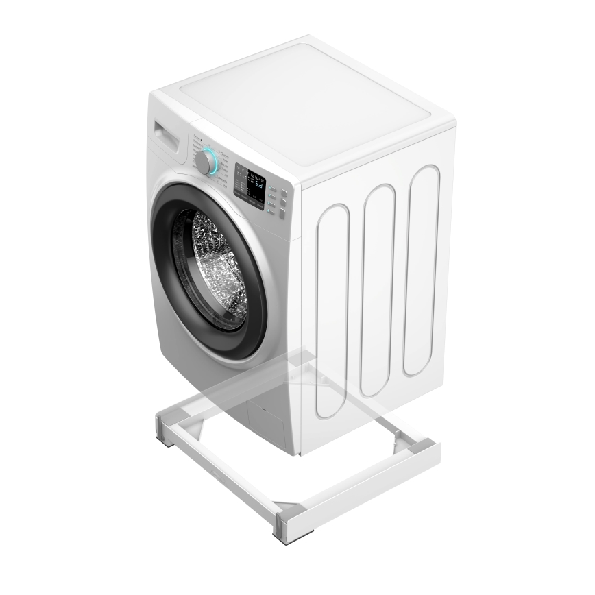 Meliconi 656146 - Tapis antivibrations pour lave-linge avec roulettes rétractables, 61 cm, blanc