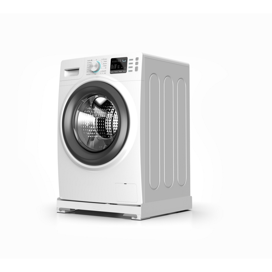 Meliconi 656146 - Tapis antivibrations pour lave-linge avec roulettes rétractables, 61 cm, blanc