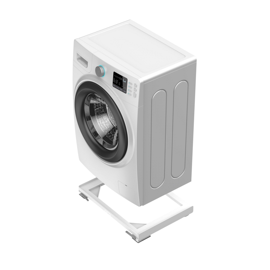 Meliconi 656149 - Antivibrationsunterlage für Waschmaschine mit ausziehbaren Rollen, 47 cm, weiß