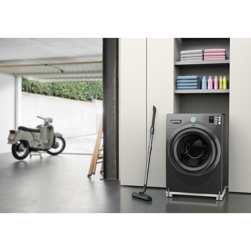Meliconi 656149 - Support antivibrations pour lave-linge avec roulettes escamotables, 47 cm, blanc