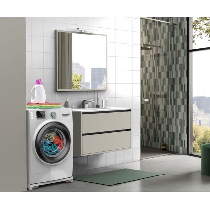 Meliconi 656149 - Support antivibrations pour lave-linge avec roulettes escamotables, 47 cm, blanc