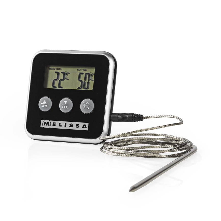 Melissa - Termometro per carne con display digitale e timer 0-250 °C 1xAAA