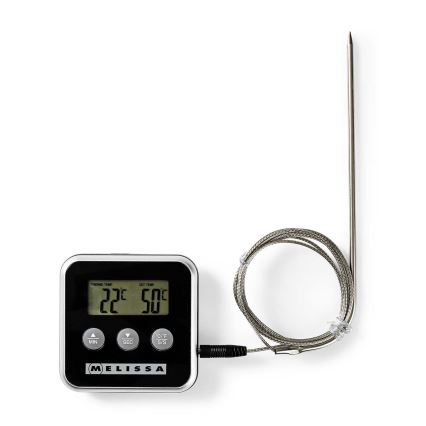 Melissa - Termometro per carne con display digitale e timer 0-250 °C 1xAAA