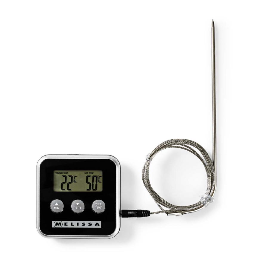 Melissa - Termometro per carne con display digitale e timer 0-250 °C 1xAAA