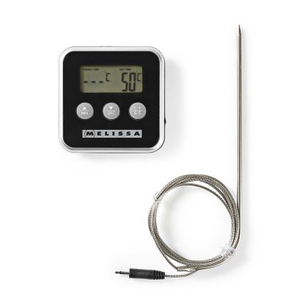 Melissa - Termometro per carne con display digitale e timer 0-250 °C 1xAAA