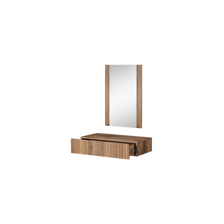Mensola a muro + specchio a muro CON rovere wotan
