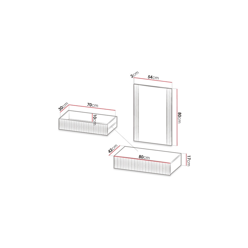 Mensola a muro + specchio a muro CON rovere wotan