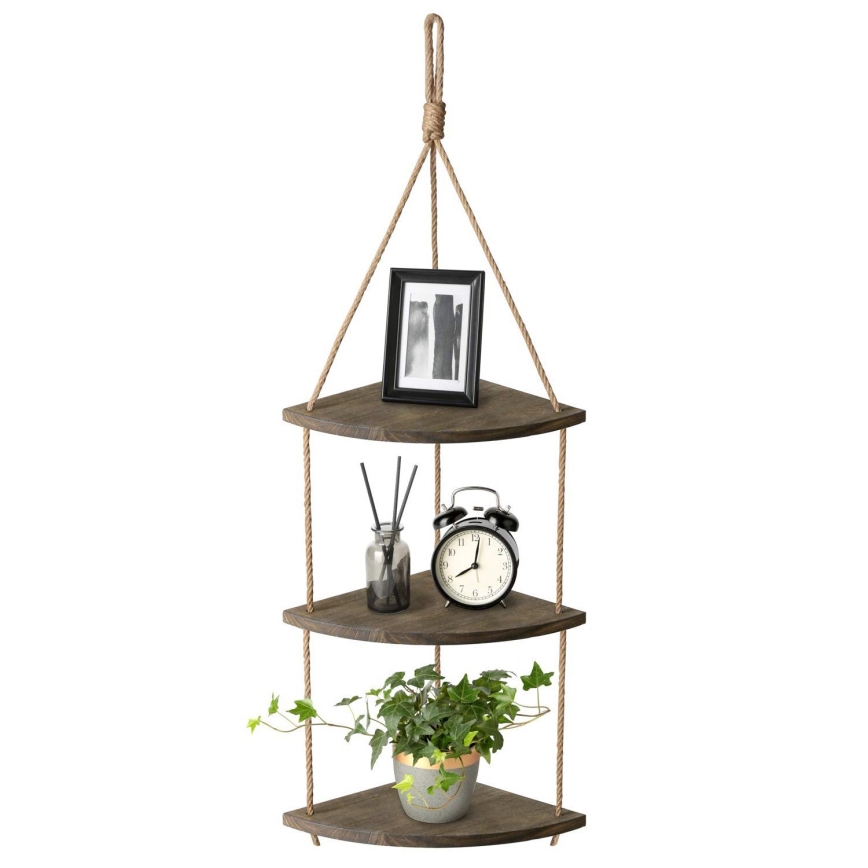 Mensola angolare pendente 90x25 cm marrone