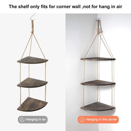 Mensola angolare pendente 90x25 cm marrone