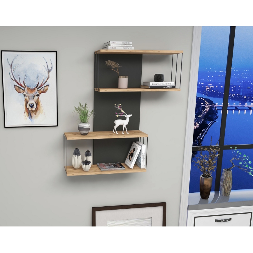 Mensola da parete DESTAN 65x96x19 cm, antracite/marrone