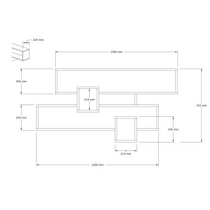 Mensola KAREN 120x72,2 cm antracite/marrone