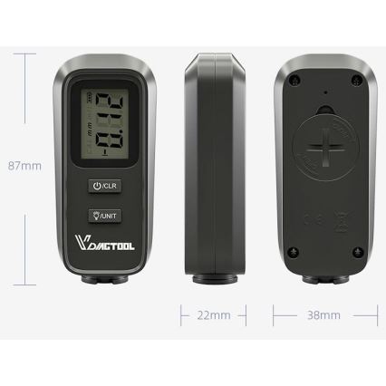 Mesureur d'épaisseur de couche de peinture 2xCR2032