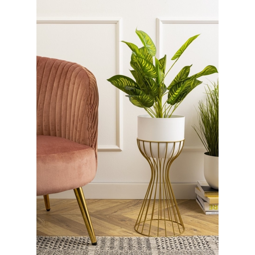 Metall-Blumentopf LOFT 46x20 cm golden/weiß