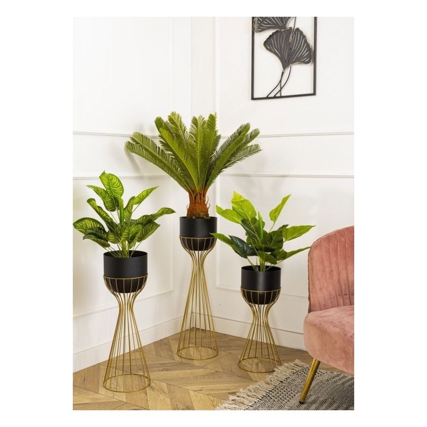 Metall-Blumentopf LOFT 56x20 cm golden/schwarz