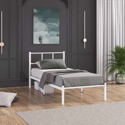 Metall-Einzelbett ROVAN 90 x 200 cm, weiß, Belastbarkeit 120 kg