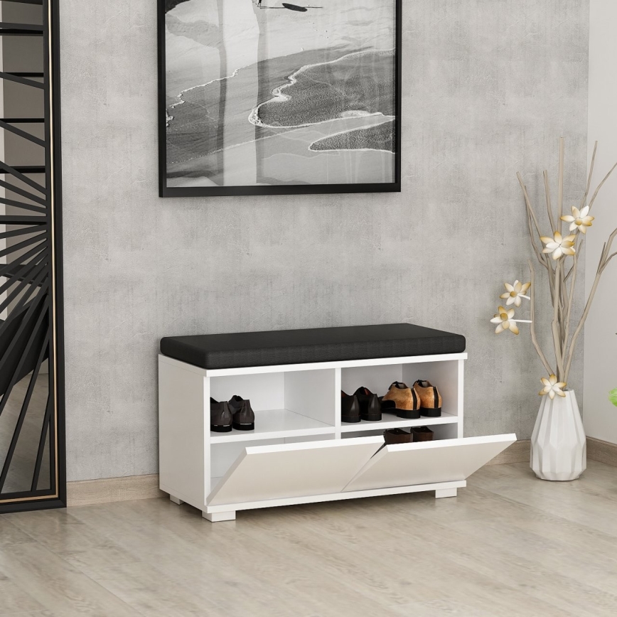 Meuble à chaussures DRAGO 42x80 cm blanc/noir