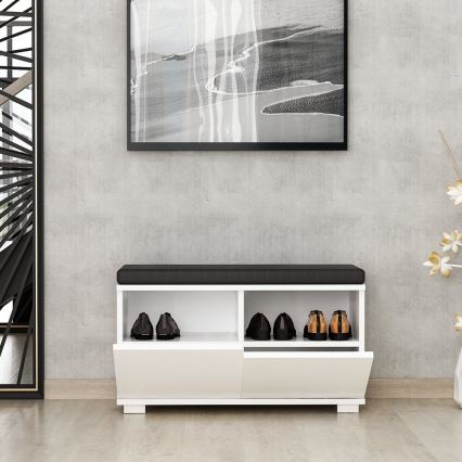 Meuble à chaussures DRAGO 42x80 cm blanc/noir