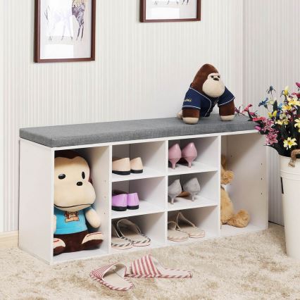 Meuble à chaussures VOREN blanc/gris