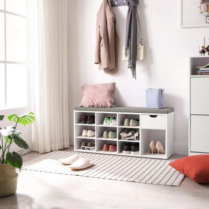 Meuble à chaussures VOREN blanc/gris