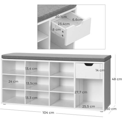 Meuble à chaussures VOREN blanc/gris