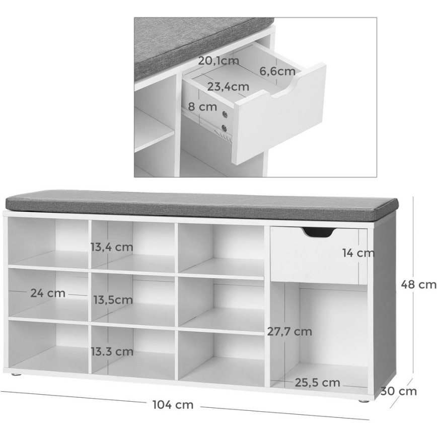 Meuble à chaussures VOREN blanc/gris
