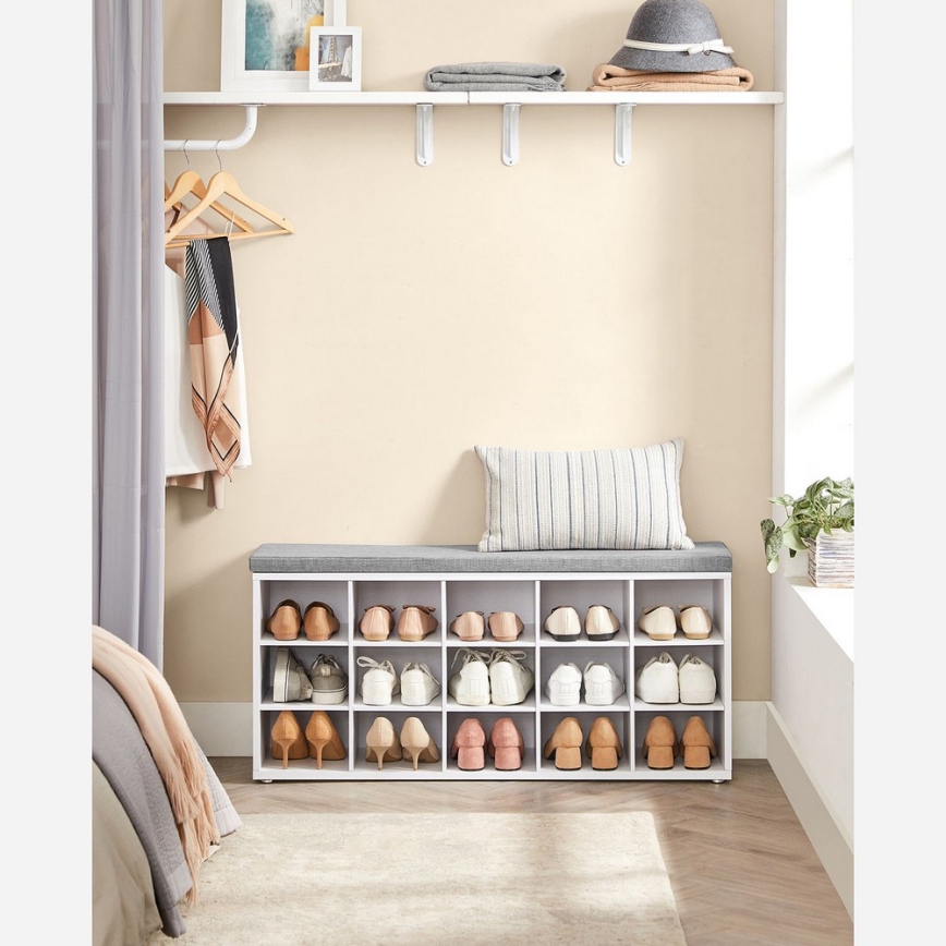 Meuble à chaussures VOREN blanc/gris