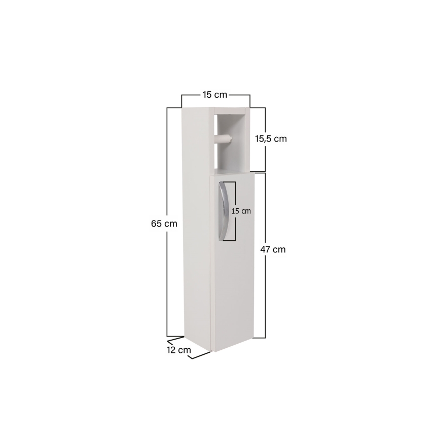 Meuble avec porte-papier toilette STAR 65x15 cm blanc