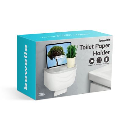 Meuble avec porte-rouleau pour papier toilette 21 x 13,5 cm blanc/gris