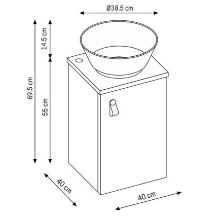 Meuble de salle de bains avec lavabo TAARNHOLM, noir