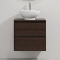 Meuble de salle de bains avec lavabo TRONDHEIM/DRAMMEN 60x57x46 cm noyer/blanc