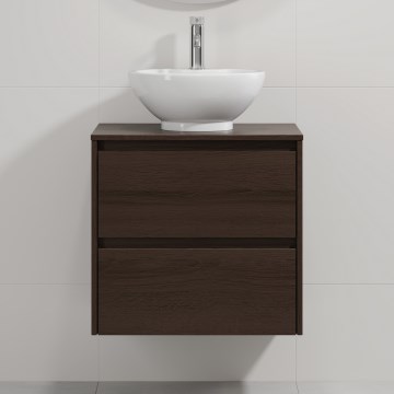 Meuble de salle de bains avec lavabo TRONDHEIM/DRAMMEN 60x57x46 cm noyer/blanc