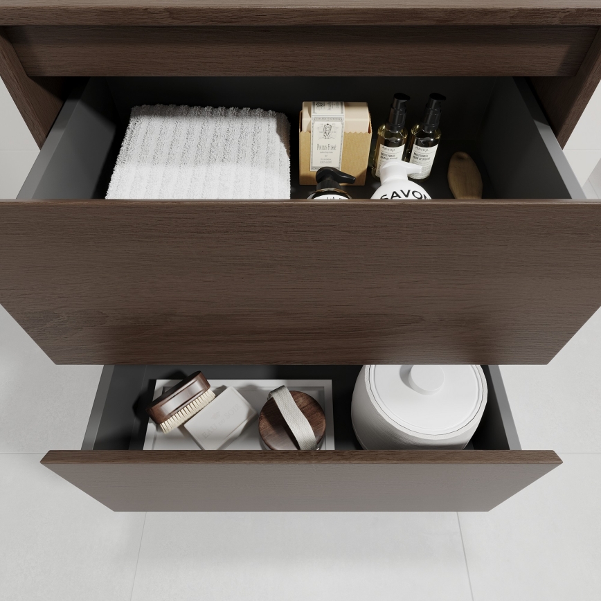 Meuble de salle de bains avec lavabo TRONDHEIM/DRAMMEN 60x57x46 cm noyer/blanc