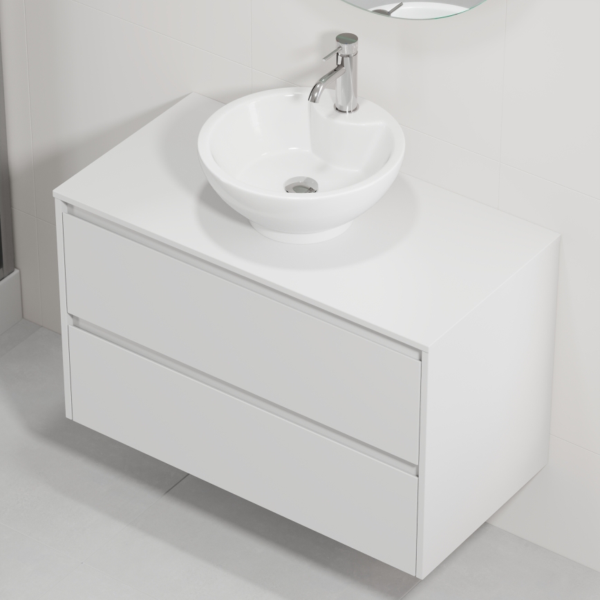 Meuble de salle de bains avec lavabo TRONDHEIM/DRAMMEN 90x57x46 cm blanc