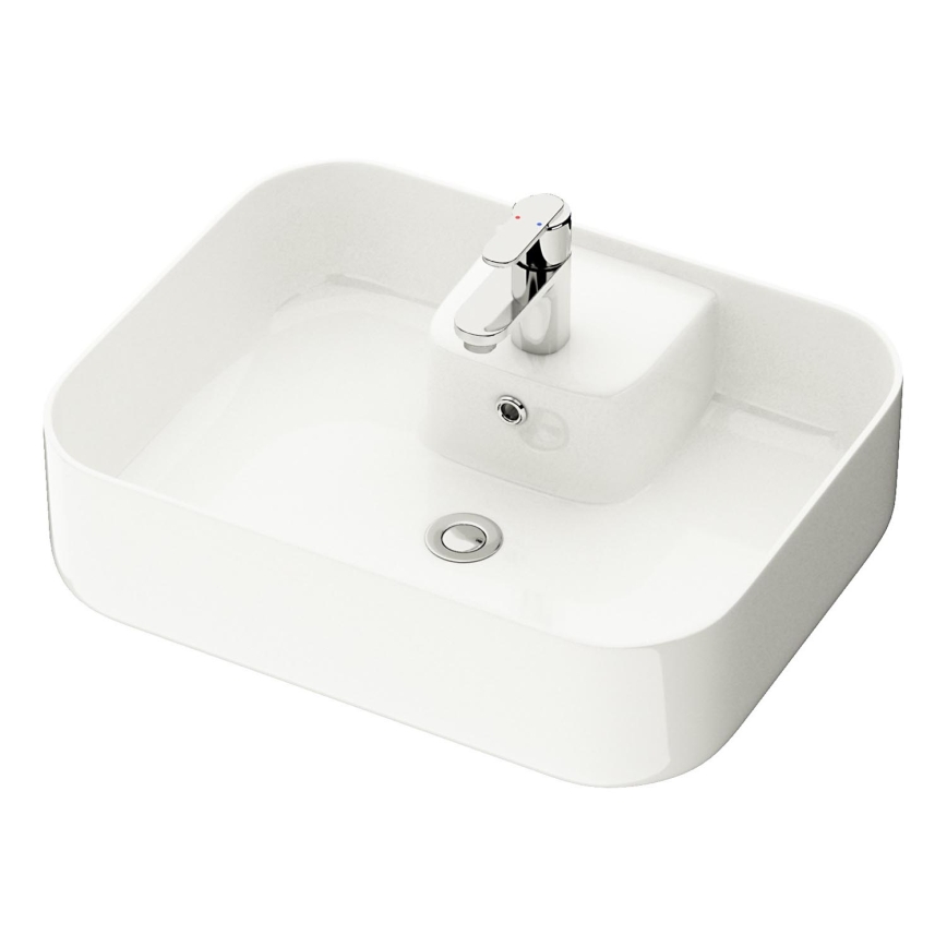 Meuble de salle de bains avec lavabo TRONDHEIM/KRISTIANSAND 90x57x46 cm noyer/blanc
