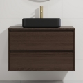 Meuble de salle de bains avec lavabo TRONDHEIM/LJORDAL 90x57x46 cm noyer/noir