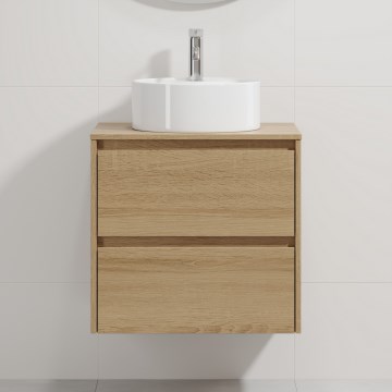 Meuble de salle de bains avec lavabo TRONDHEIM/VIKEDAL 60 x 57 x 46 cm chêne/blanc