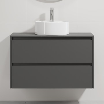Meuble de salle de bains avec lavabo TRONDHEIM/VIKEDAL 90x57x46 cm anthracite/blanc