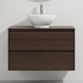 Meuble de salle de bains avec vasque TRONDHEIM/DRAMMEN 90x57x46 cm noyer/blanc