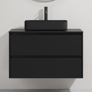Meuble de salle de bains avec vasque TRONDHEIM/LJORDAL 90x57x46 cm noir