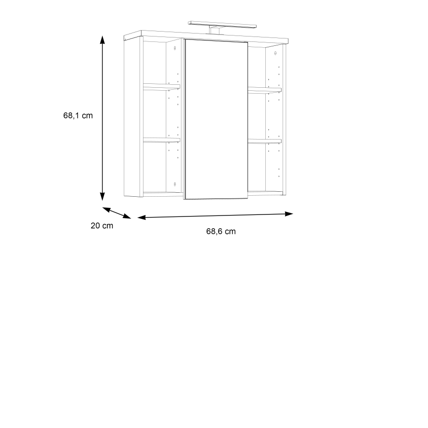 Meuble de salle de bains mural avec miroir VENOM blanc/chêne Sonoma