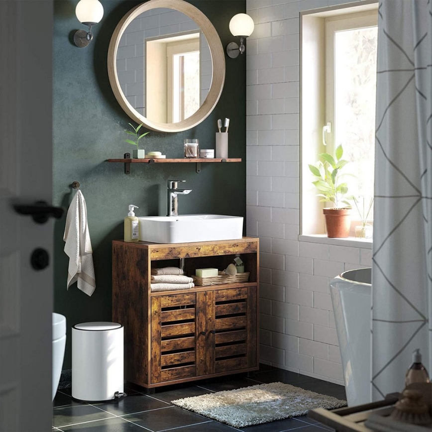 Meuble de salle de bains RENE, coloris marron