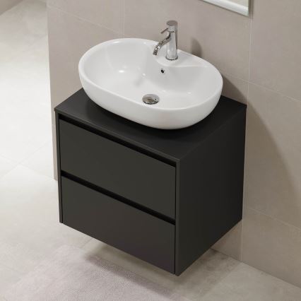 Meuble de salle de bains TRONDHEIM pour lavabo 60 cm, noir
