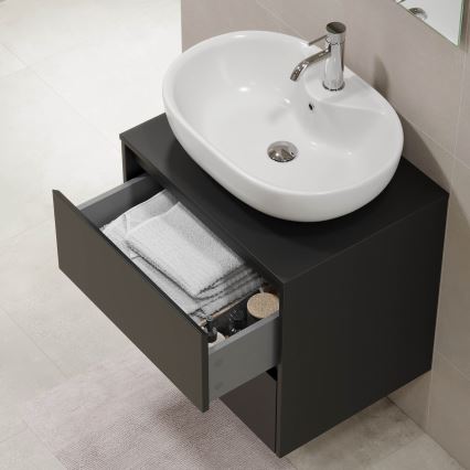 Meuble de salle de bains TRONDHEIM pour lavabo 60 cm, noir