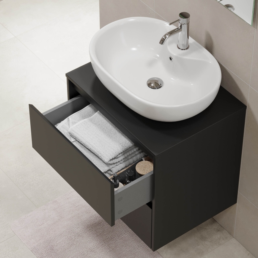 Meuble de salle de bains TRONDHEIM pour lavabo 60 cm, noir