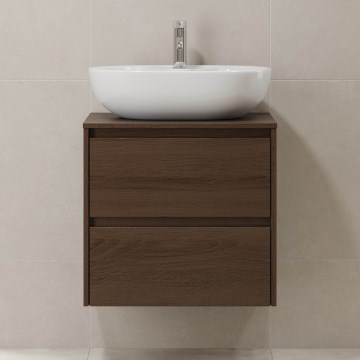 Meuble de salle de bains TRONDHEIM pour lavabo 60x57x46 cm, finition noyer