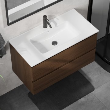Meuble-lavabo KENWOOD 91 cm, noyer/blanc
